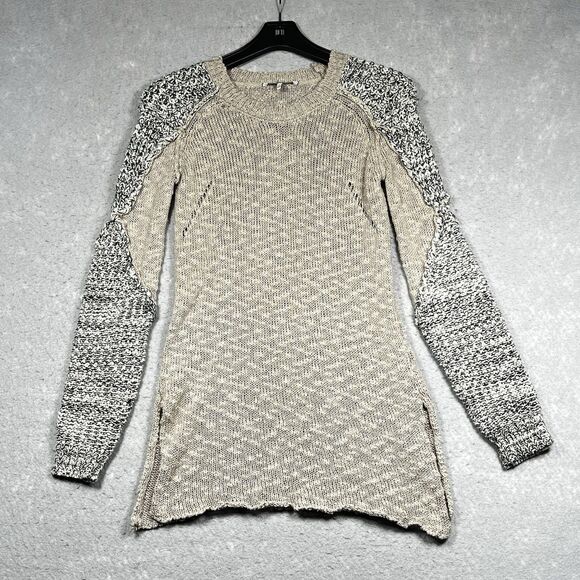 BKE Sweater Womens Size XS Beige Buckle Pullover Long Sleeve Crew Neck - Picture 1 of 10